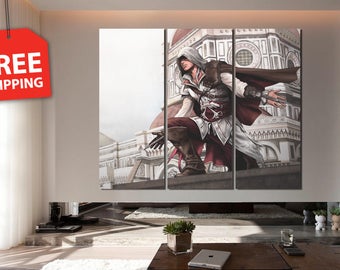 Canvas painting "Assassin's creed Ezio Auditore". Geek art. Wall Art decor Poster Print Flover Extra Large Wall Decor. FREE SHIPPING!
