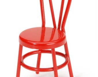 Dollhouse Miniature Small Red Metal Chair