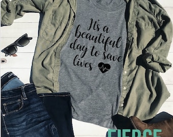 It's a Beautiful Day to Save Lives Grey's Adult Unisex Shirt, Adult Unisex, Meredith Grey, Cristina Yang, Grey's Anatomy
