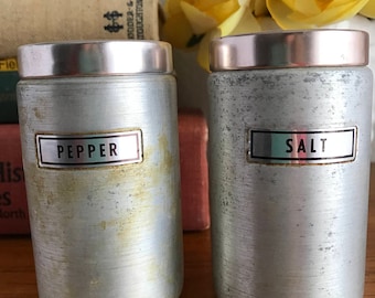 Retro Pink Copper Top Salt and Pepper Shakers