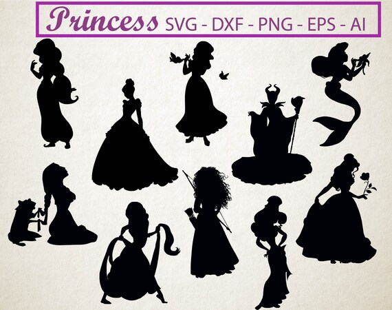 Download 70 % OFF Disney princess svg silhouette clipart pack, Cinderella, Pocahontas, Jasmine, Rapunzel ...