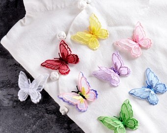 Lace Butterfly. 4pcs. Butterfly Applique. Butterfly Patch. 3-Dimension Butterfly. Sewing supplies. Adhesive Applique