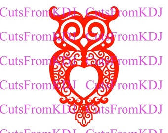 Owl Monogram SVG/DXF Silhouette Screen Printing Woodworking Vinyl Laser CNC Vector Animals Bird Wall Decor Metalworking