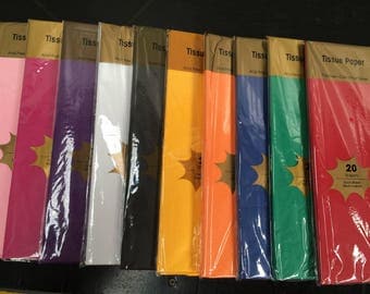 New Tissue paper Acid free 20 pieces per pack 50 cm x 66cm, 10 colours gift wrapping craft scrap booking