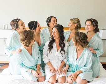 Bridal party robes, Bride robe, gift for bride, bridal gift, bridal robe, satin floral robe, just married gift, mrs robe, bride gift, weddin