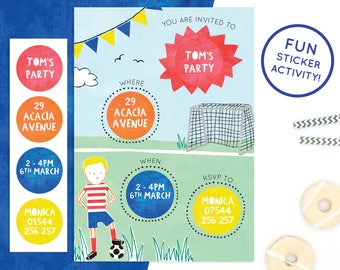 Personalised Football Invitations with Sticker Activity