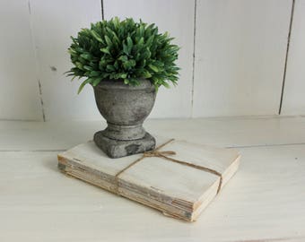 Set of 2 Vintage Distressed Books with Jute