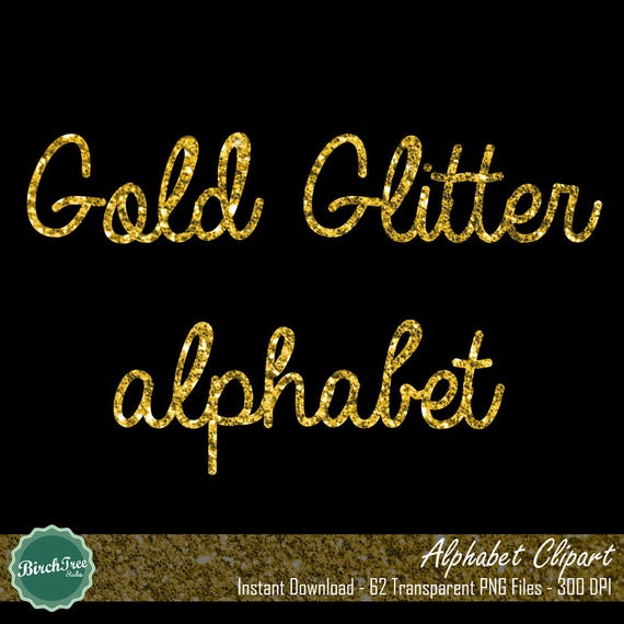 Gold glitter alphabet gold sparkle digital letters gold