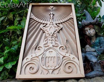 Wood Wall Art " Castle ",Wood,Modern Art,Home Decor,Girl Wall Decor,Multi layer Sculpture,Engraving Wood,Laser Artwork,Laser cut,Art Object