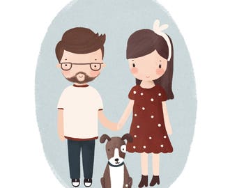 Custom Family Portrait/Family Portrait Custom/Family Portrait/Custom Portrait/Family Portrait illustration/Custom Couple Portrait/Hipster