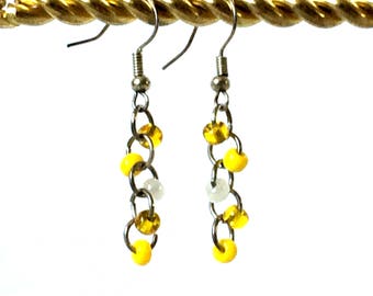 Yellow Chain Dangle Earrings