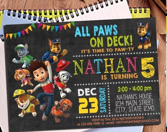 Paw Patrol Invitation, Paw Patrol Birthday Party, Boy Paw Patrol Birthday Invitation, Paw Patrol Invite Printable File, Paw Patrol Party