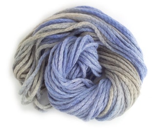Chunky merino wool, purple grey bulky chainette yarn, Perran Yarns Purple Rhapsody crochet variegated skein hank, free knitting pattern