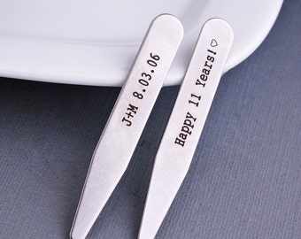 Anniversary Gift for Husband, Personalized Collar Stays, Engraved Gift for Husband, Stainless Steel Collar Stays Anniversary Date