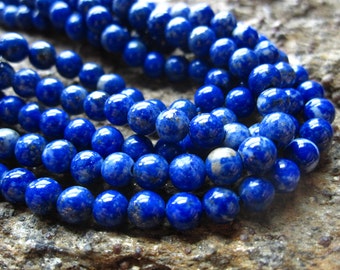 Lapis Lazuli beads Rounds 5mm 7 1/2 inches AAA natural stone Afghanistan