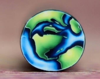 MINI Planet Earth Polymer Clay Circle Cane (41ee)