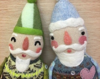 Eco-Friendly Plush Nordic Style Valentine Santa Doll - Choose Your Favorite Doll - Needlefelted Collectible Doll by Val's Art Studio
