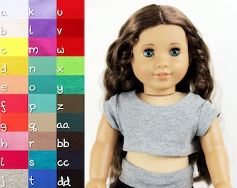 Fits like American Girl Doll Clothes - Cap Sleeve Cropped Top, You Choose Color, Made To Order