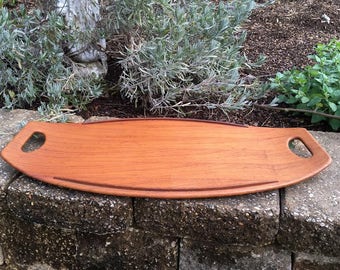 Vintage Dansk Teak Tray - Dansk Staved Teak Fjord Tray - Surfboard Tray - Jens Quistgaard - Danish Modern - Dansk Teak Serving Tray 802