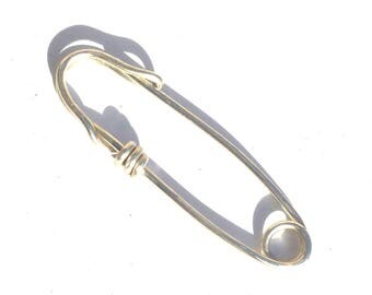 BIG SAFETY PIN 1 Solid Sterling Silver Hair Barrette Hairpin Hair holder 2.8"' BBjudesign Free Shipping