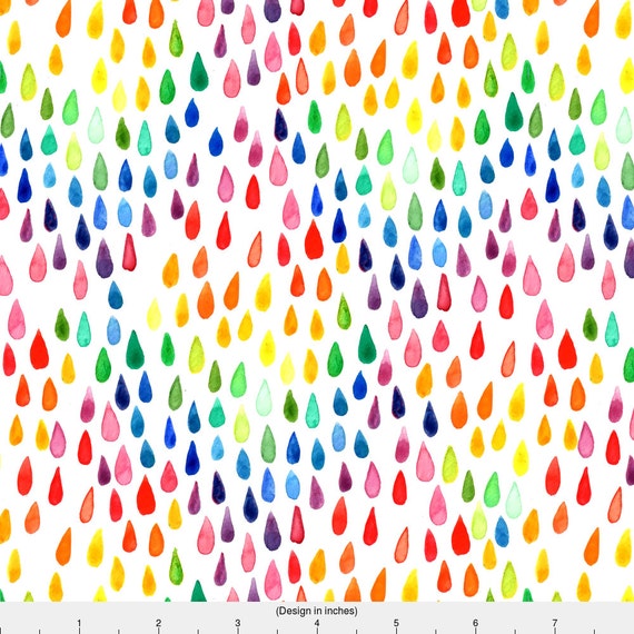 Colorful Raindrop Fabric Raindrops By Emmaallardsmith