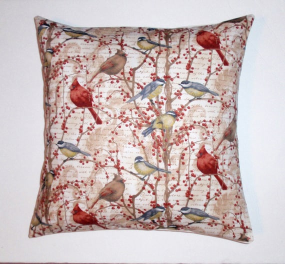 WINTER BIRDS Throw Pillow Cover Decorative by PersnicketyHome