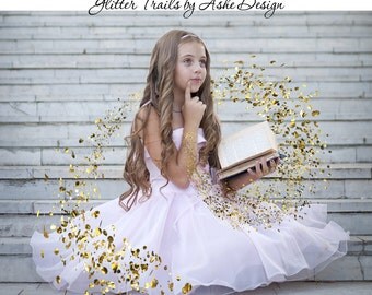 Designer Gems Overlays - GLITTER TRAILS - (5) Photoshop .png files - Digital Overlays For Your Photos and Quick Pages.