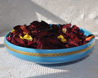 Antique Turquoise Blue Milk Glass Bowl/Vintage 1920s/Opaque Blue EAPG/Centerpiece Fruit Petals Bowl