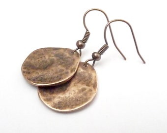 Round Metal Copper Earrings