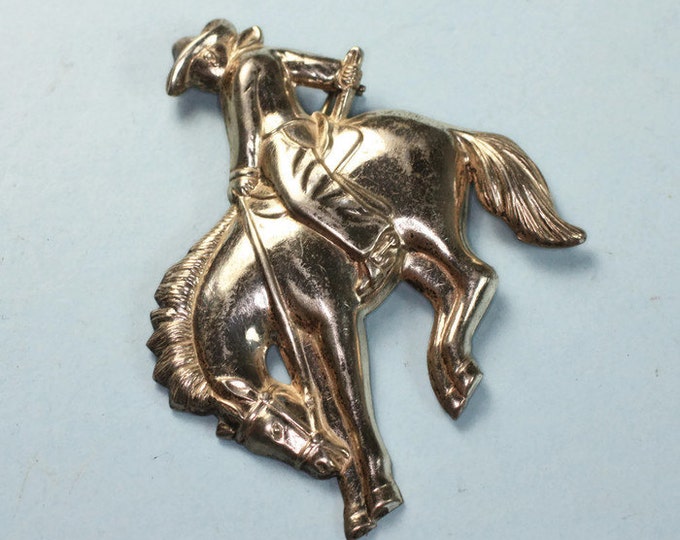 CIJ Sale Sterling Silver Western Horse Brooch Bucking Bronco Cowboy Vintage