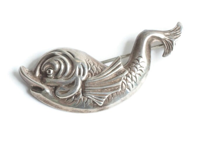 Beau Sterling Fish Brooch Pin Figural