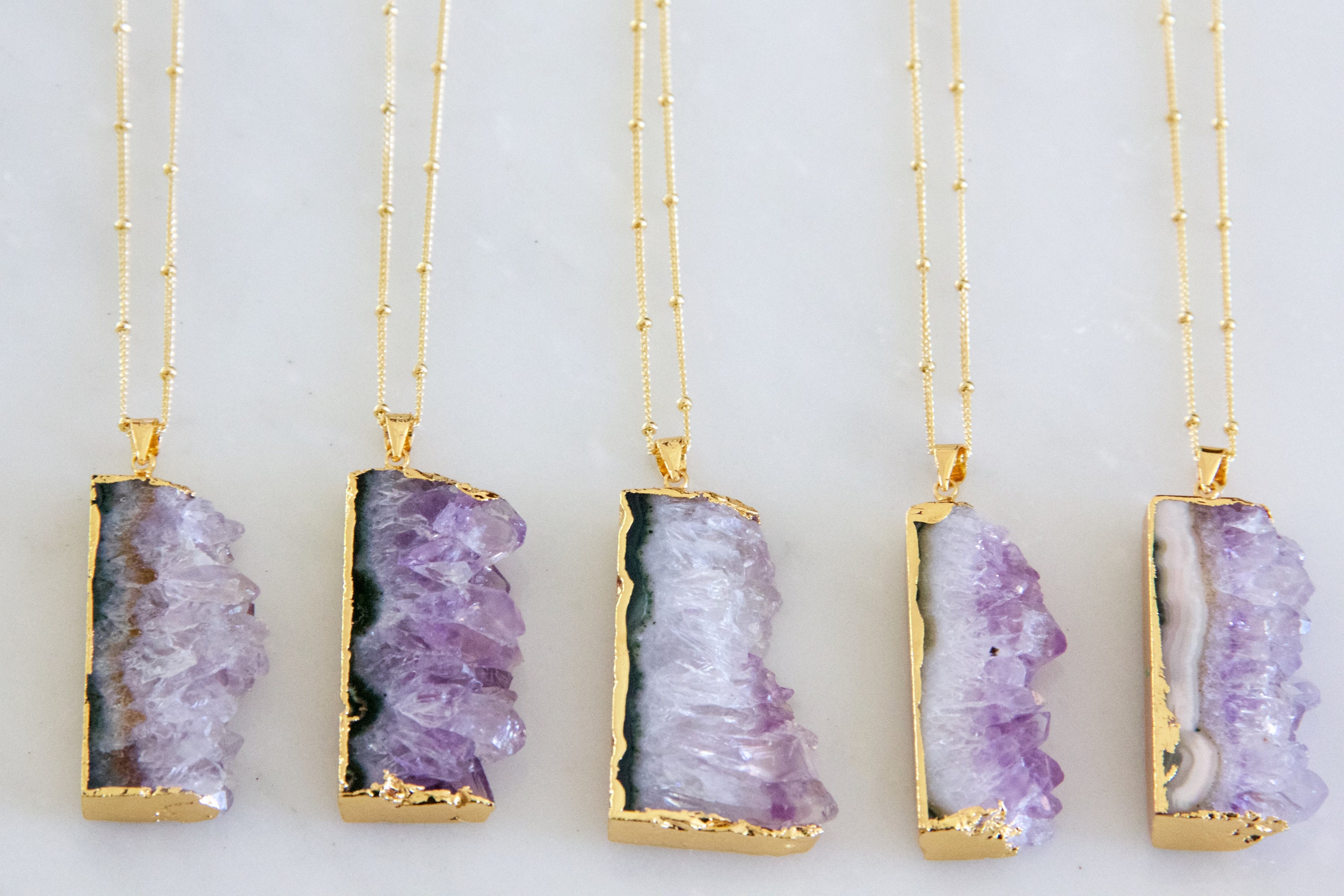 Amethyst Geode Slice Necklace
