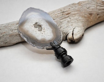 Lamp Finial - Greige Druzy Brazilian Agate