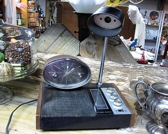 Longines Symphonette Radio With Clock and Light, Mid Century Modern Radio, Mod Clock Radio, Desk Set Radio Clock and Light,Vintage Radio Set