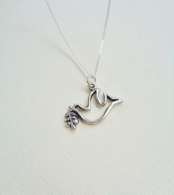 Sterling Silver Peace Dove Necklace Silver Bird Pendant