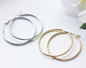 Simple Silver And Gold Hoop Titanium Earrings Modern Minimalist Nickel Free