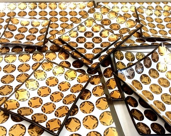 Mid Century Mod Set of Ten Matching Gold and Black Glass Trays