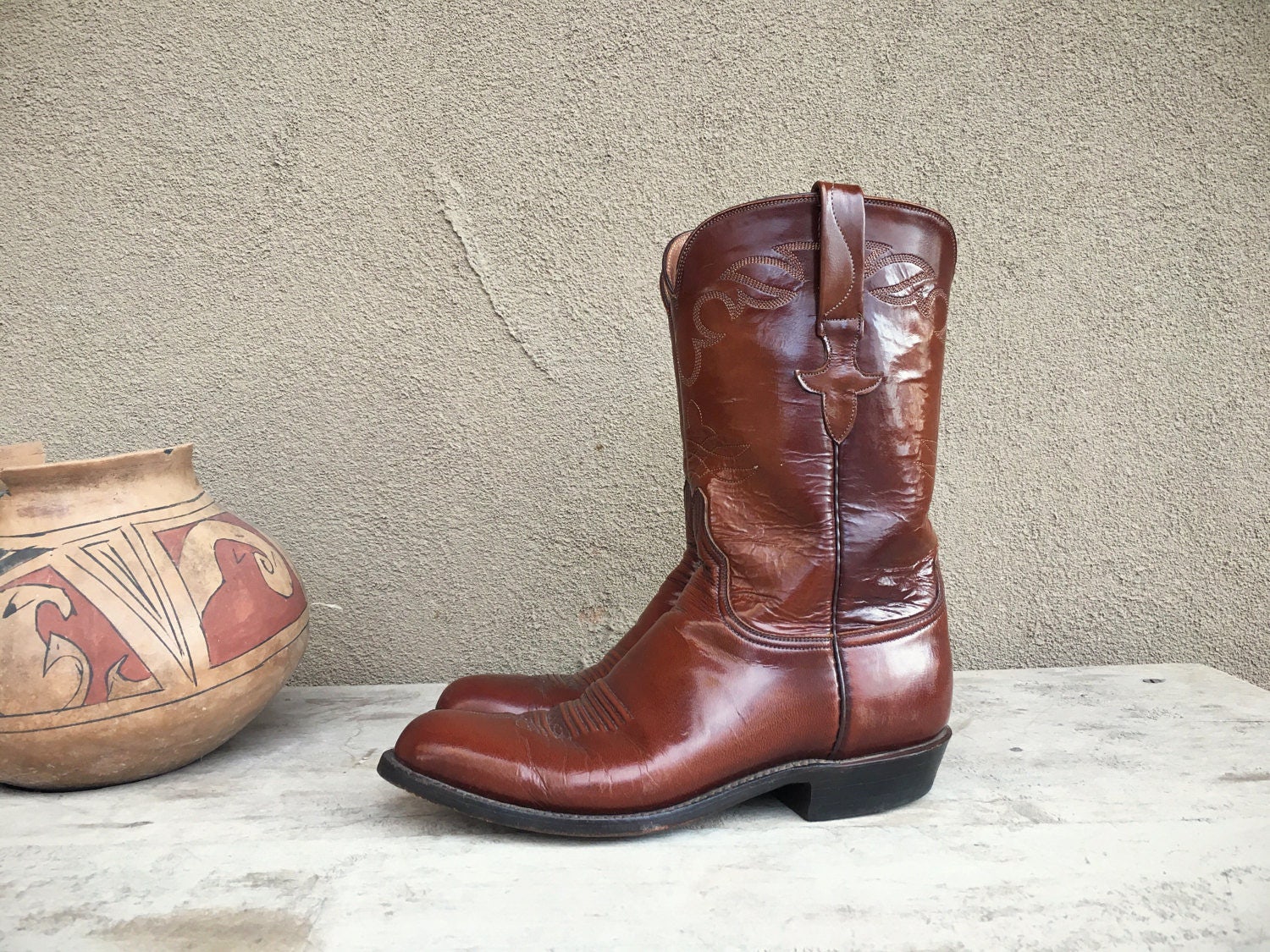 Vintage Lucchese cowgirl boot Women size 8.5 B (run small) brown
