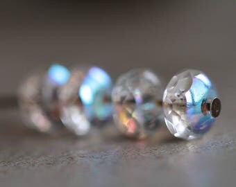 4x7mm Faceted Rondelle Beads, Czech Glass Beads, Fire Polished Small Spacers, Glass Gemstone Cut Donuts (25pcs) NEW
