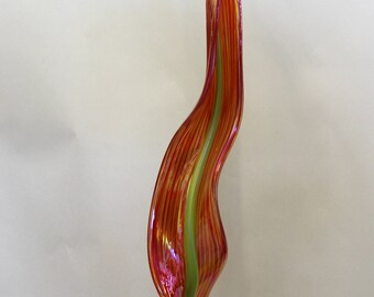 Hand Blown Glass Garden Leaf Art Outdoor Sculpture Decor Red 7623 Oneil