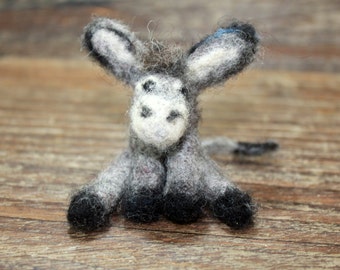 Needle Felted Miniature Donkey, Felted Wool Donkey, Miniature Donkey, Primitive Felted Donkey Handcrafted Felted Donkey, Maine Made