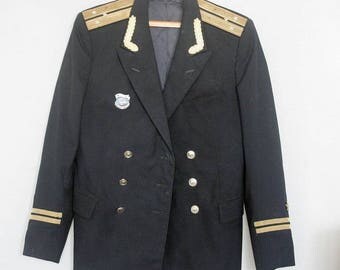 Soviet Military Uniform - Russian Navy Officer Blazer- 1970s - 1980s Naval Jacket- from Russia / Soviet Union / USSR