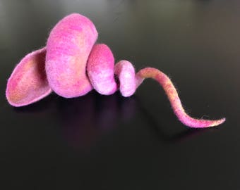 Shell , Wet Felted, Hand Rolled Sculpture merino wool