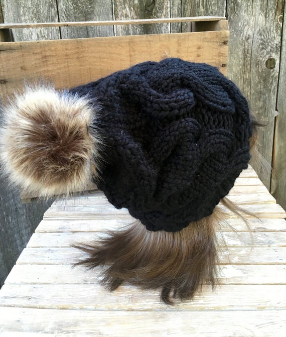 pom faux hat fur pom Pom Fur Pom Hat, Winter Winter Women's Faux Pom, Pom Hat, Accessories