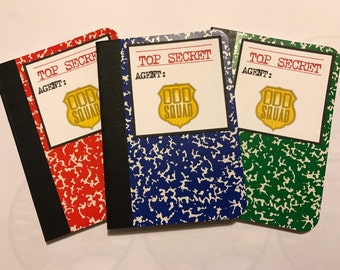 Odd Squad | Secret Agent Birthday Party Favors Top Secret Notebook Journal Composition - Set of 8 Notebooks