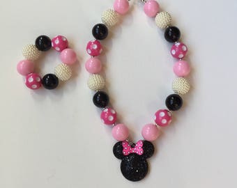 Minnie Mouse Jewelry - Minnie Mouse Bracelet - Minnie Bracelet - Minnie Mouse Necklace - Minnie Birthday - Disney Necklace - Minnie Mouse