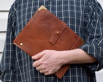 Refillable Leather Notebook for Letter-Size Paper Personalized with Name