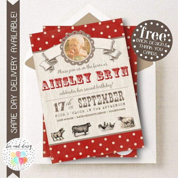 Farm Birthday Invitation, Farm Birthday, Farm Party, Farm Birthday Party, Farm Baby Shower, Boy Birthday, Girl Birthday, First Birthday Il_570xn