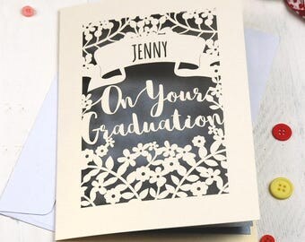 Personalised Papercut Graduation Card, On Your Graduation Congratulations Laser Cut Card, sku_graduation