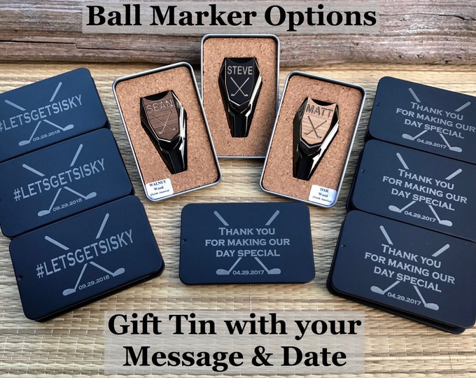 Groomsmen Gifts, Set of 5+ Personalized Engraved Golf Ball Markers & Divot Tool, Unique Groomsman Gift for Groomsmen Golf Gift Box Ideas